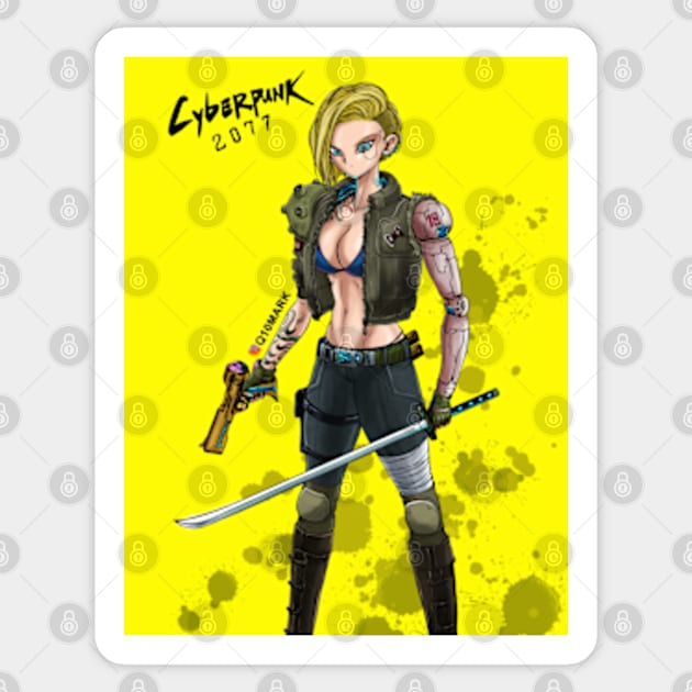 Android 18 in cyberpunk 2077 Sticker by q10mark